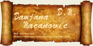 Damjana Macanović vizit kartica